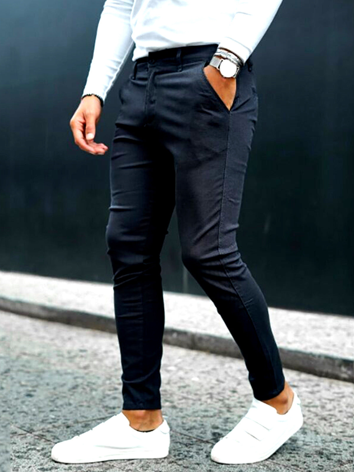 Herren Business-Freizeithose mit 3D-Plaid-Muster