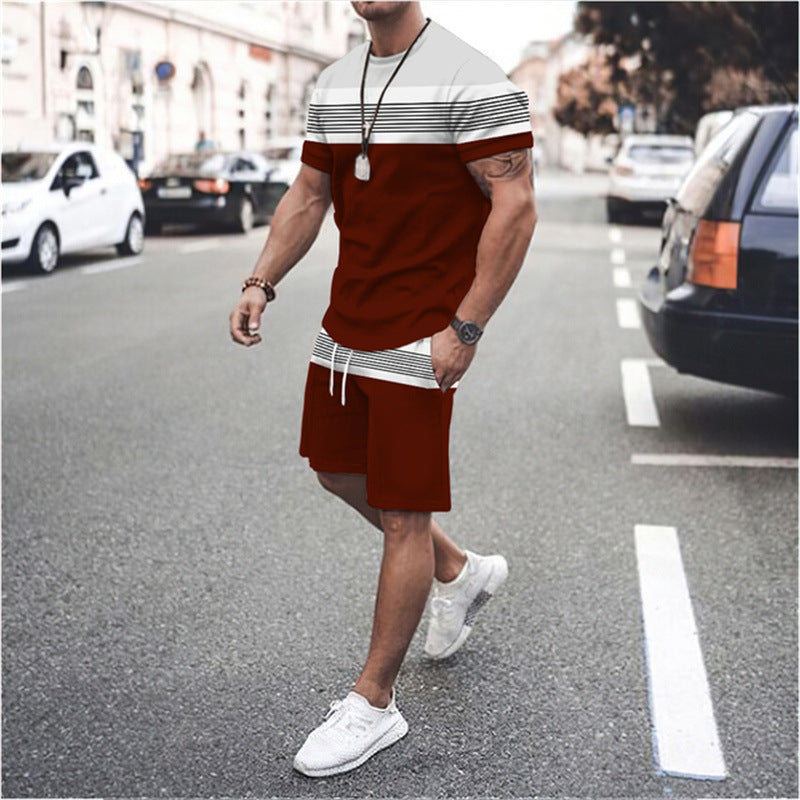 Herren Gestreiftes Kurzarmshirt für Sommer Sport und Freizeit