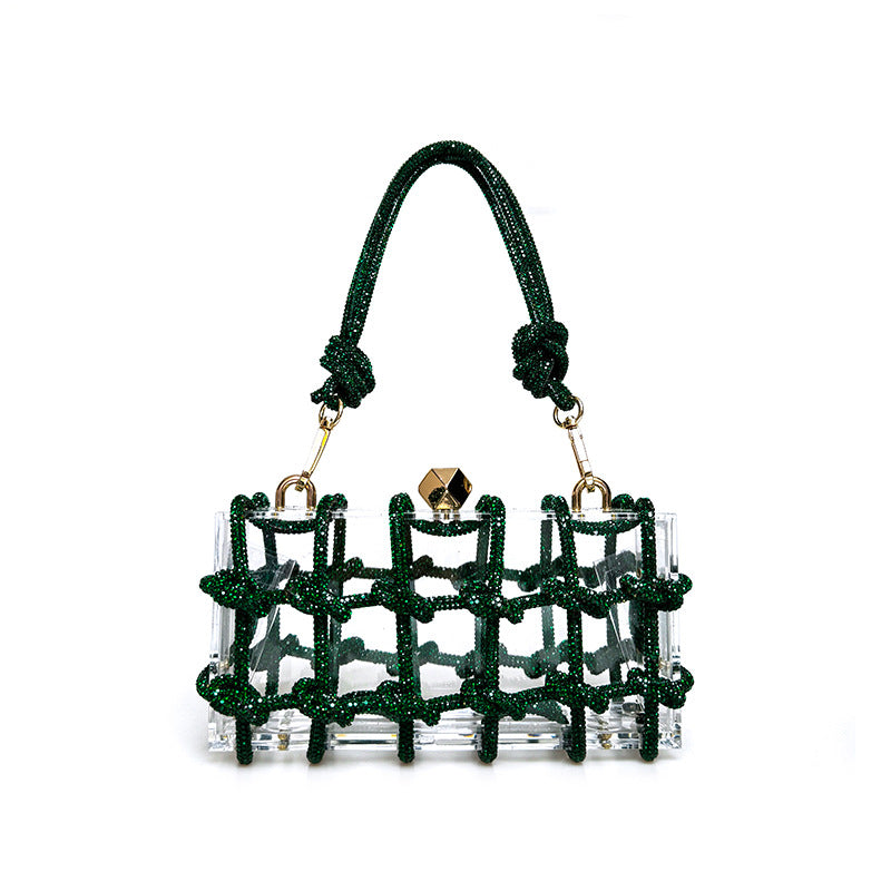 Süße Glänzende Strass Bankett Kleine Quadratische Tasche
