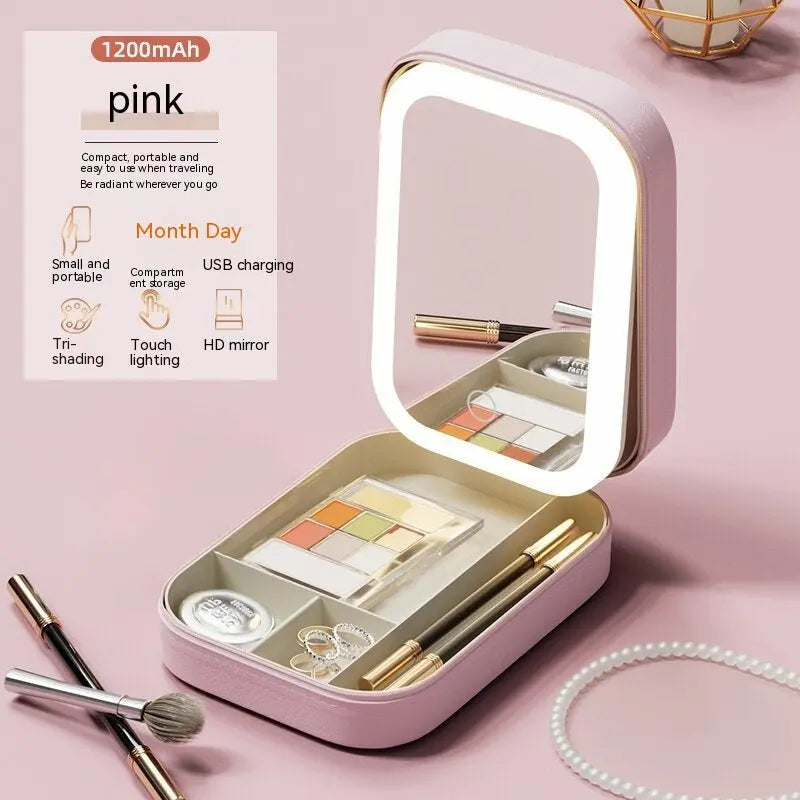 LED Make-up-Spiegel mit Lippenstift-Aufbewahrungsbox