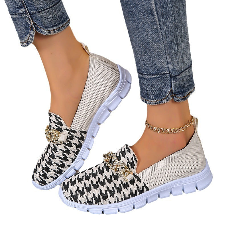 Sommerliche Sport-Mesh-Slipper mit lässigem Hahnentrittmuster