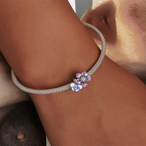 Sterling Silber S925 Vergoldetes Armband mit Bunten Perlen