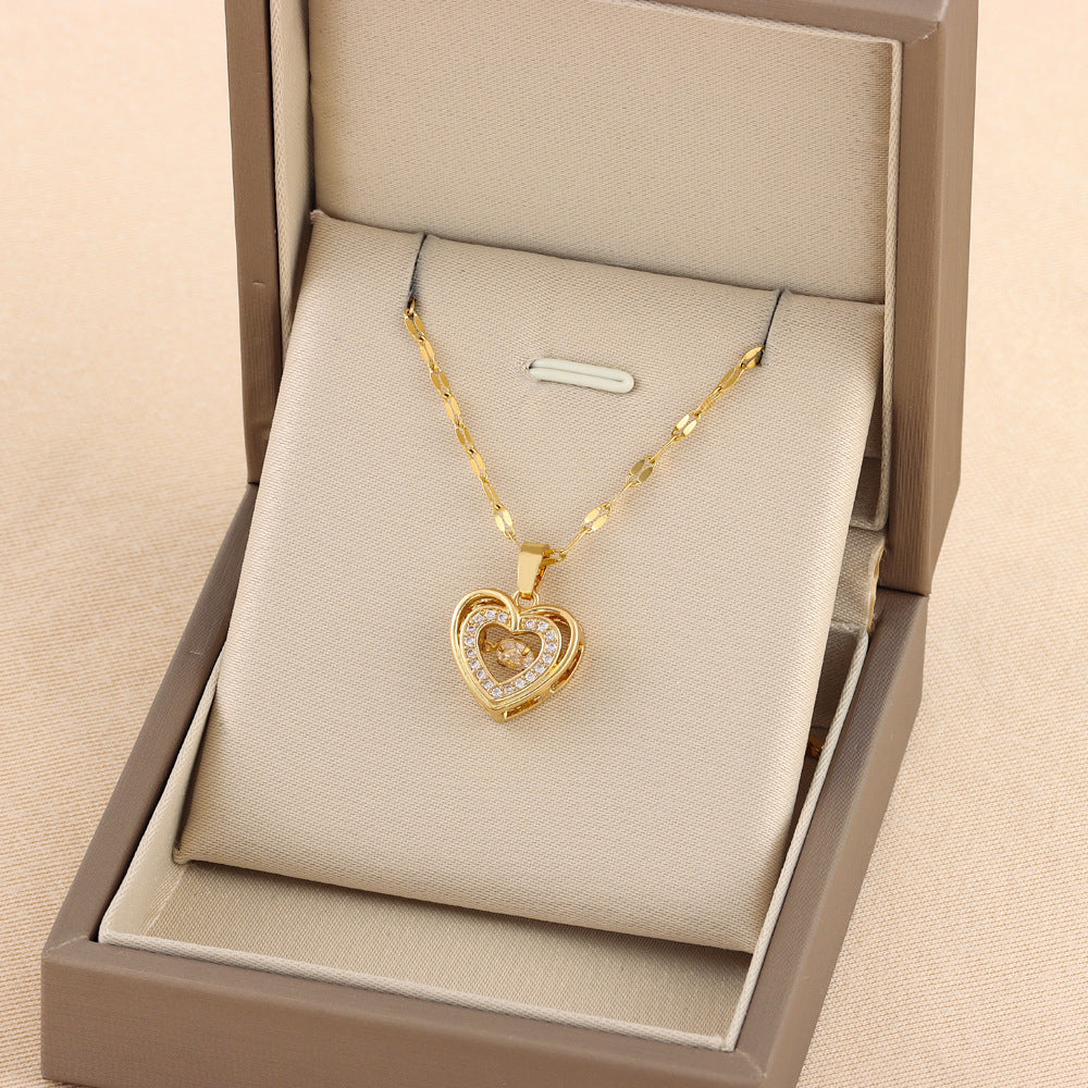 Doppellagige Love-Halskette mit Strass aus Titanstahl