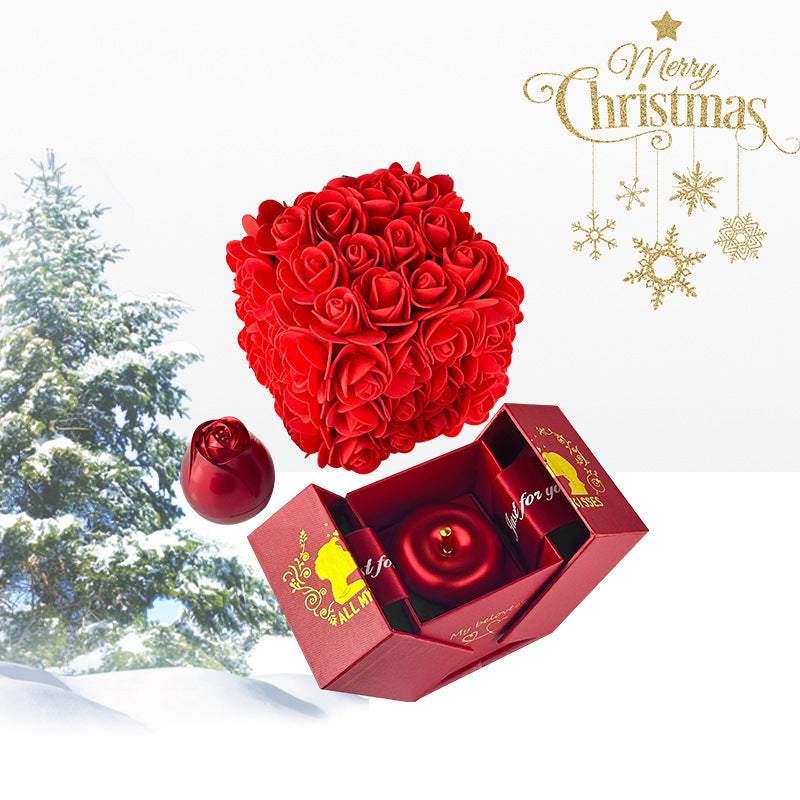 Valentinstagsgeschenk – Seifenrosen-Box mit Kristallanhänger und Ewiger-Blumen-Schmuckbox - FashionGlam