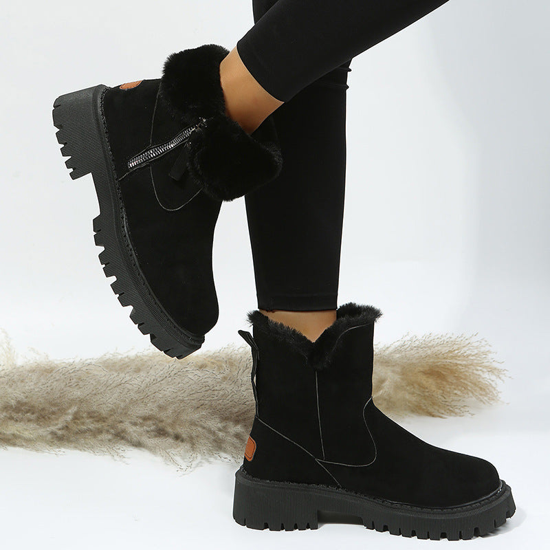 Damen Faltbare Schneestiefel mit Plüschfutter