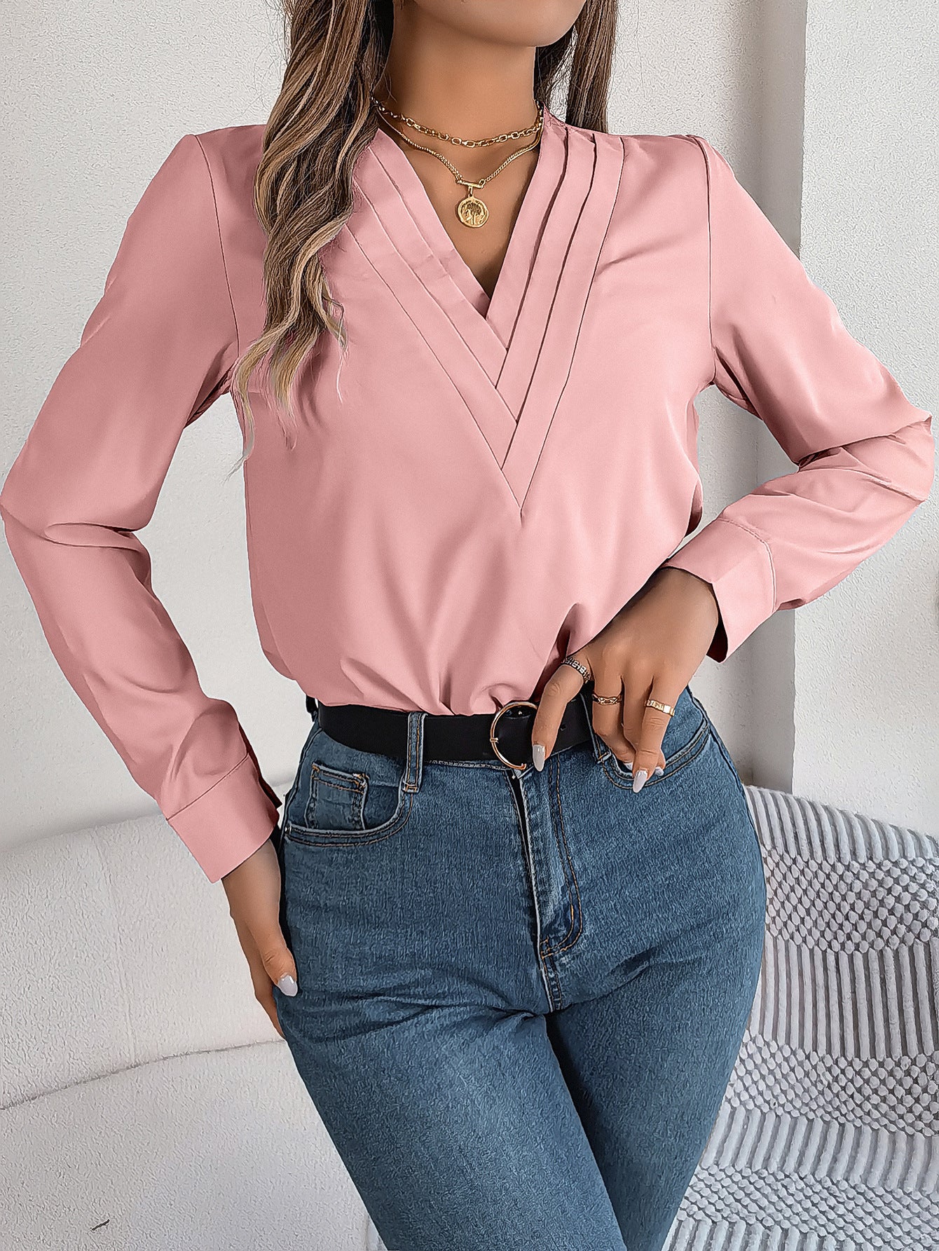 V-Ausschnitt Elegante Bluse