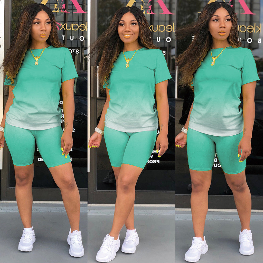 Freizeit-Gradienten-Kurzarm-Shorts Set