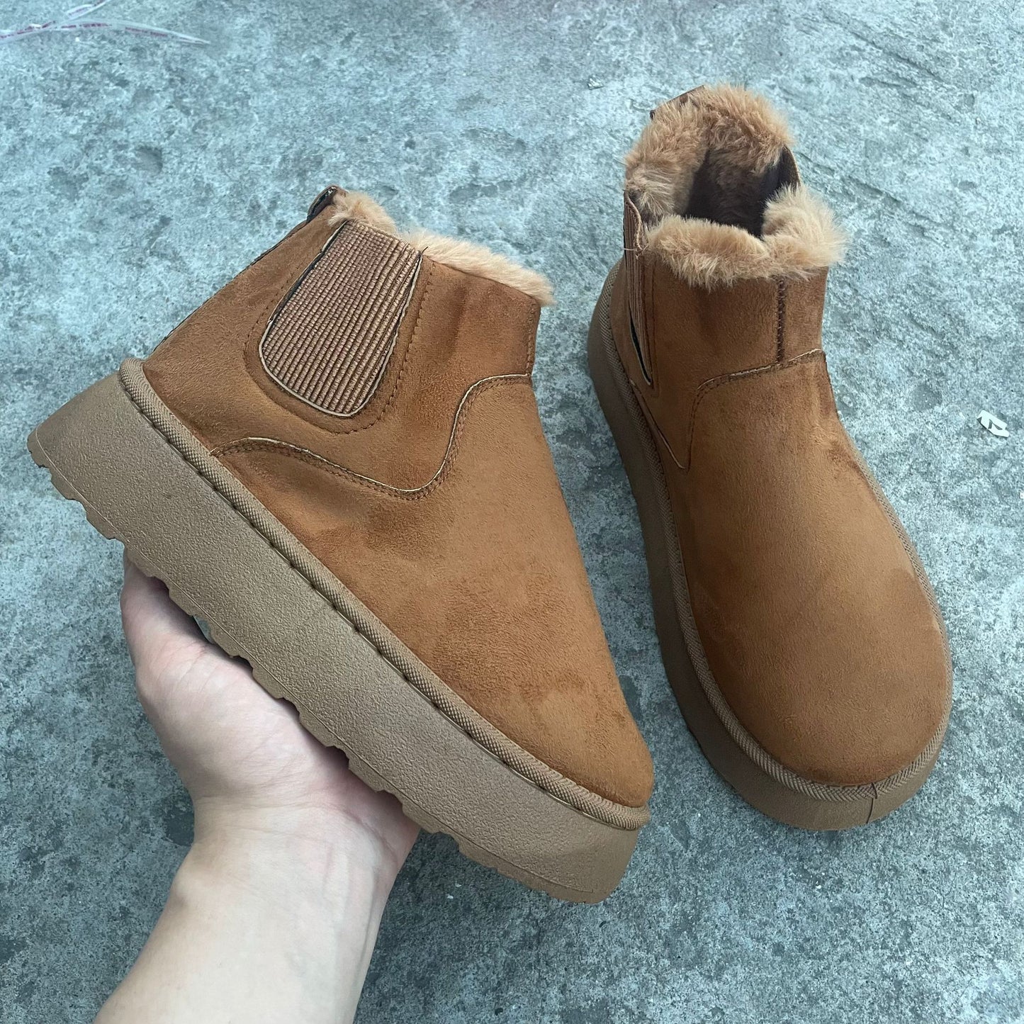 Damen Mode Flache Dicke Baumwoll Schneestiefel