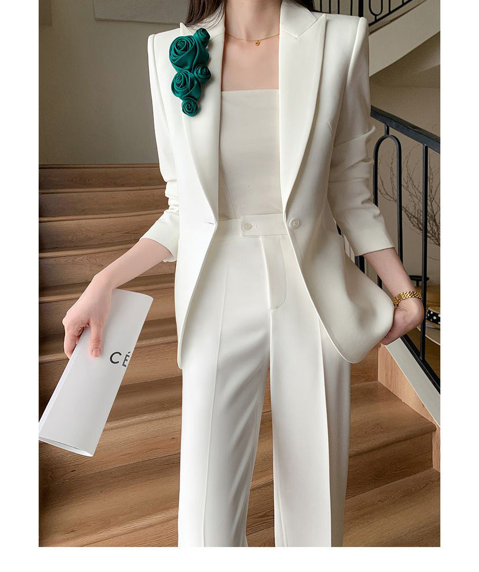Weißer Anzug Obermantel - Eleganter Anzug für Damen