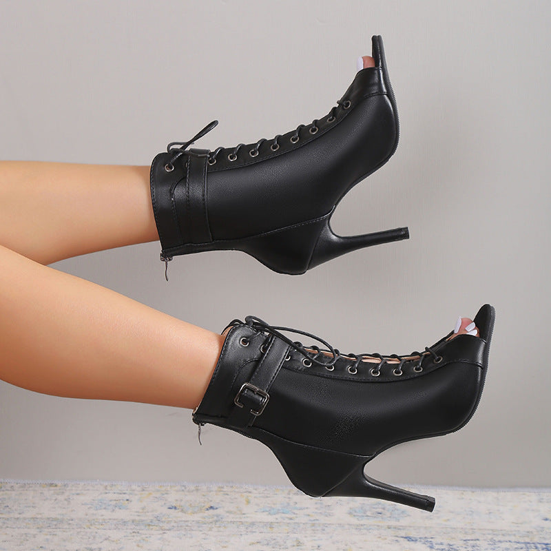 Stilvolle Schwarz PU Schuhe mit Fischmaul-Design – Komfort &amp; Eleganz