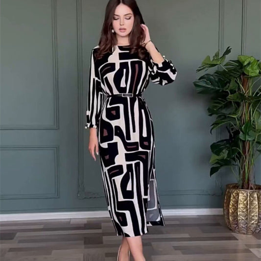 Modisches Druckkleid für elegante und anmutige Damen