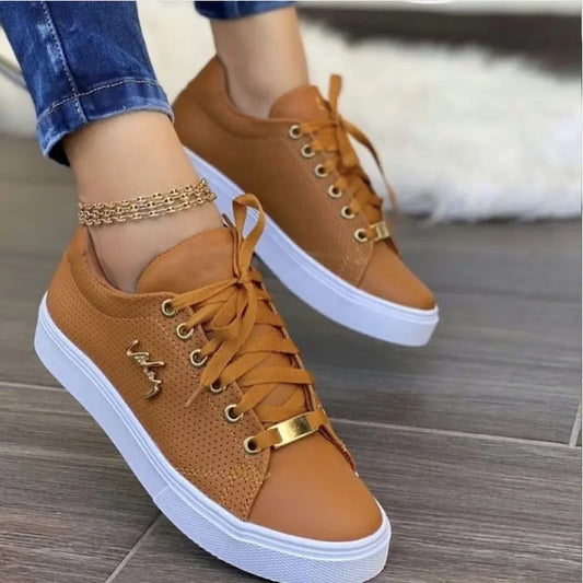 Luftige Damen-Sneaker: Flache, atmungsaktive Schnürschuhe für Mädchen"