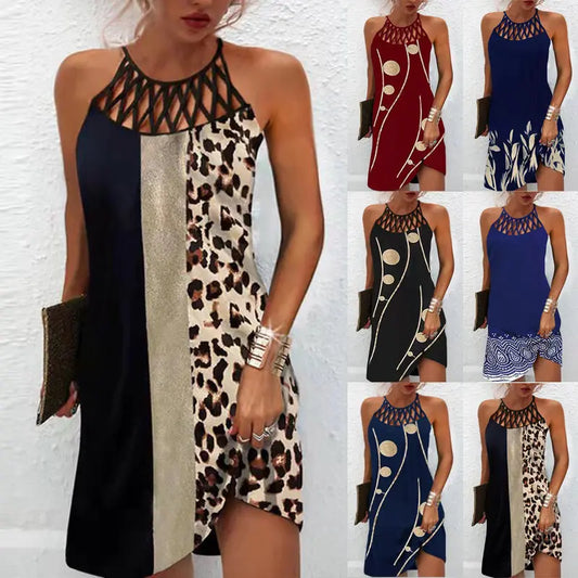 Modisches Print-Kleid: Lässige Halterneck-Kleider für Frauen, perfekt für den Sommer