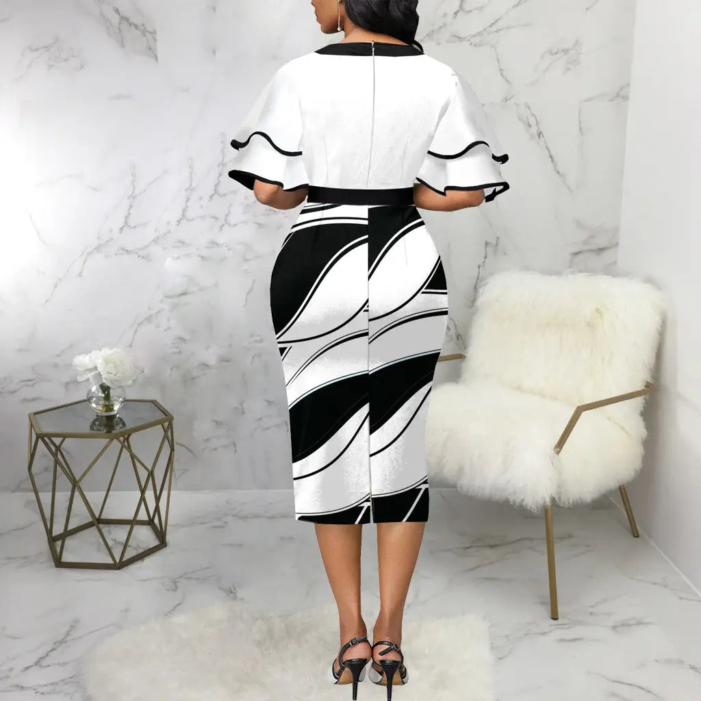 Elegantes Rundhals-Kurzarmkleid für Damen