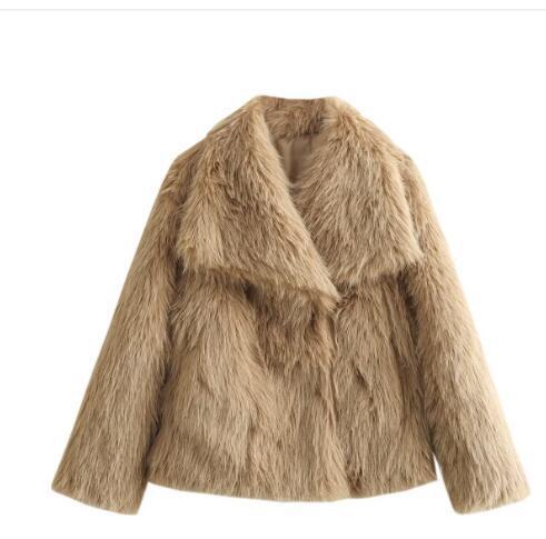 Damen Toka Fox Imitationspelz Mantel