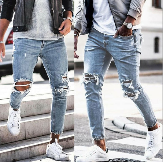 Streetwear Ripped Slim Fit Herren Jeans