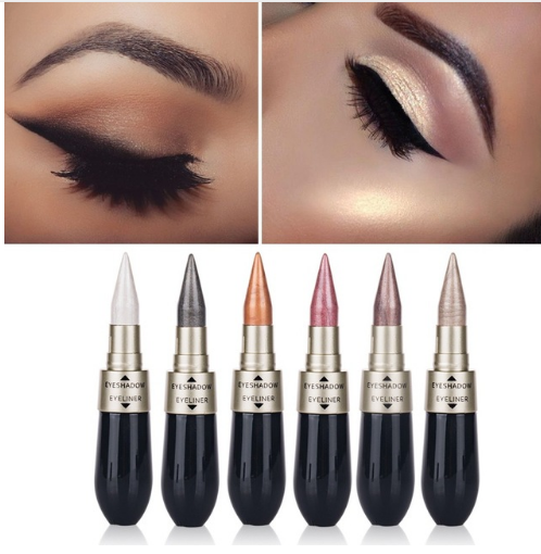 Schwarz Doppelseitiger Eyeliner & Lidschatten, 6 Farben