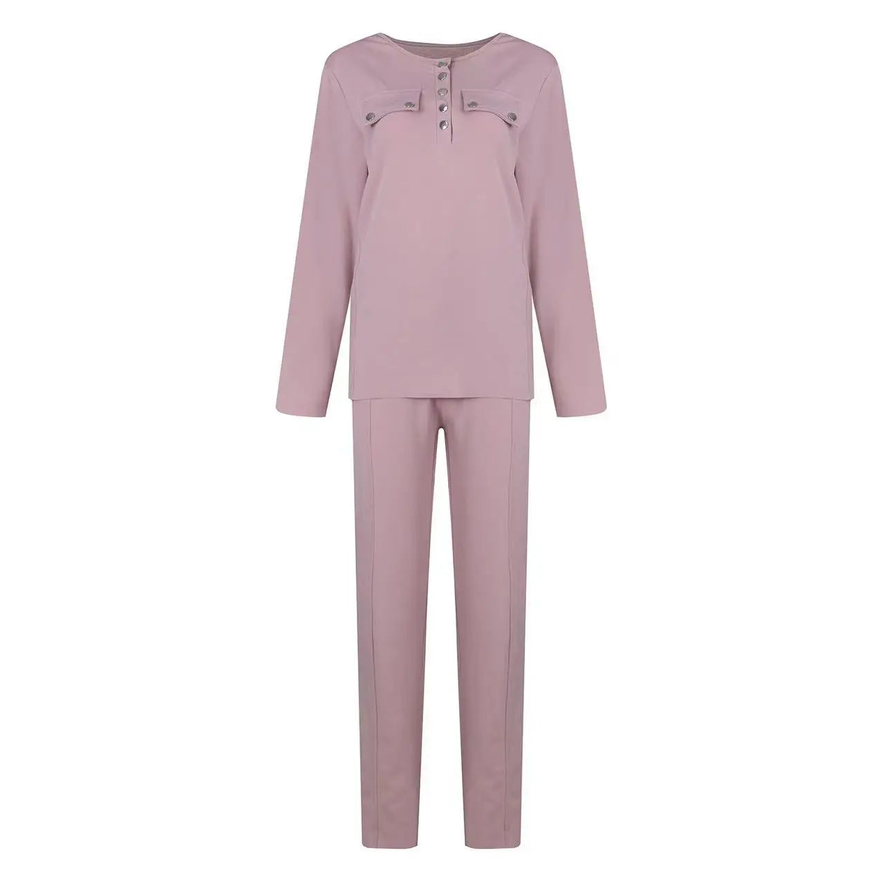 Lässiges Zweiteiler-Set für Damen, Herbst- und Winterkollektion mit hochgeschlossenem Oberteil und langen Ärmeln