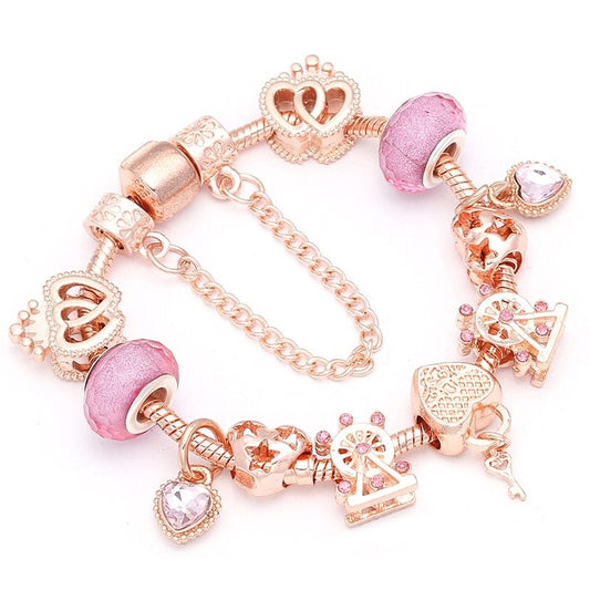 Perlenzauber Damenarmband Herz & Krone