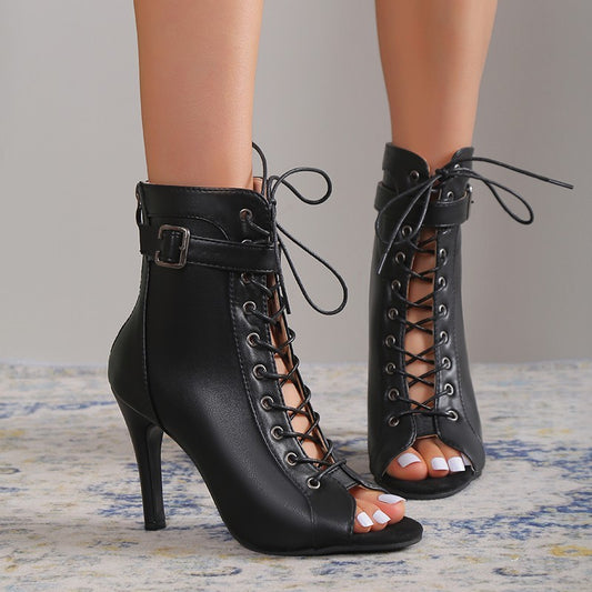 Stilvolle Schwarz PU Schuhe mit Fischmaul-Design – Komfort &amp; Eleganz