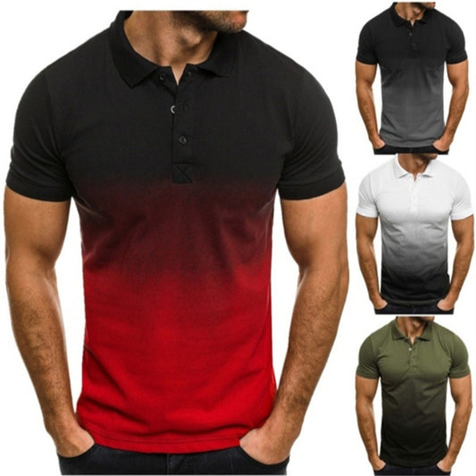 Herren Slim-fit Gradienten Druck Kurzarm Revers POLO-Shirt