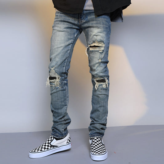Blue Denim Ripped Jeans für Herren