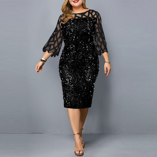 Elegantes Damenkleid mit Lotusblatthülse und Pailletten