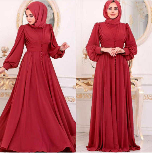 Muslimisches Damenkleid aus Chiffon mit langen Ärmeln