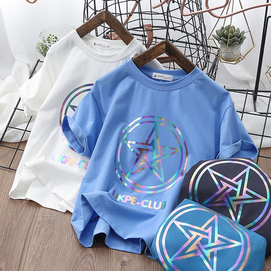 Jungen Kurzarm T-Shirt Rotes Netz mit laserreflektierenden Cub-Elementen