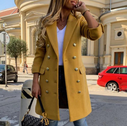 Damen Trenchcoat Zweireihig mit Notch-Kragen