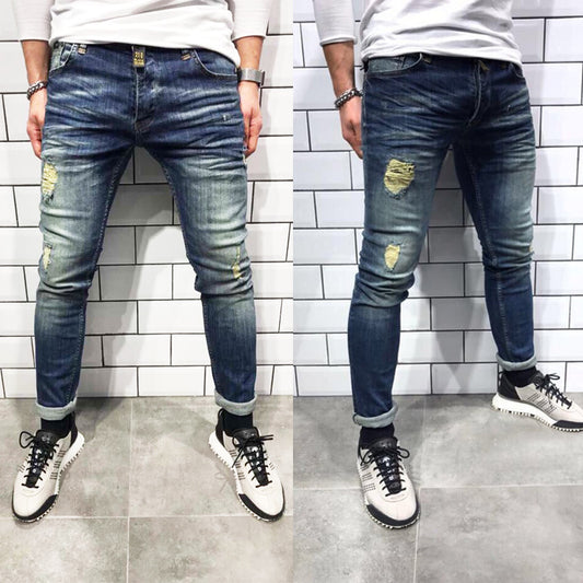 Herren-Jeans mit schmalem Fuß und Löchern