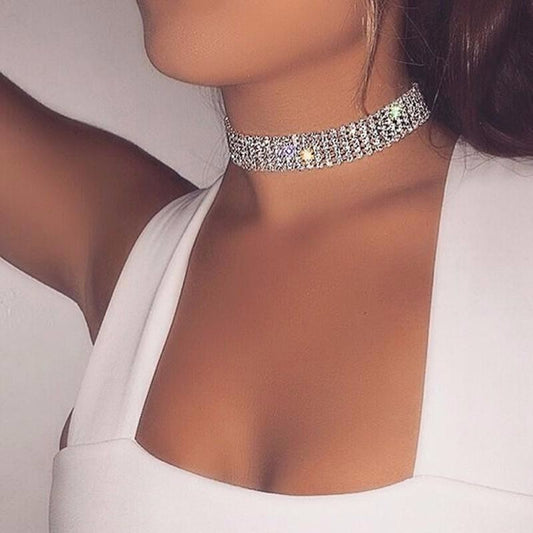 Elegante Halskette mit Kristallen und Strass für Damen