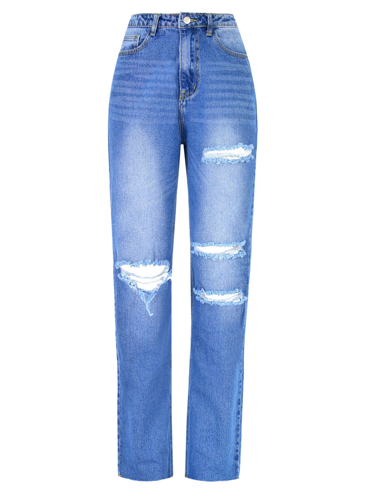 Damen-Hose mit geradem Bein aus Baumwoll-Denimstoff