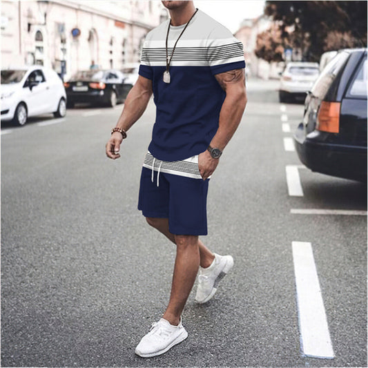 Herren Gestreiftes Kurzarmshirt für Sommer Sport und Freizeit