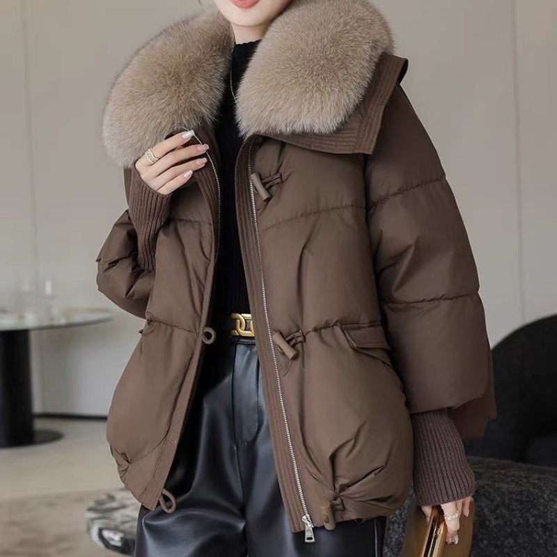 Damen Daunenjacke mit Fellkragen, Wintermantel - FashionGlam