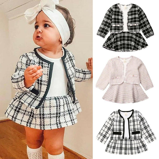 Baby Mädchen Zweiteiliger Rüschenanzug mit Langarmkleidern