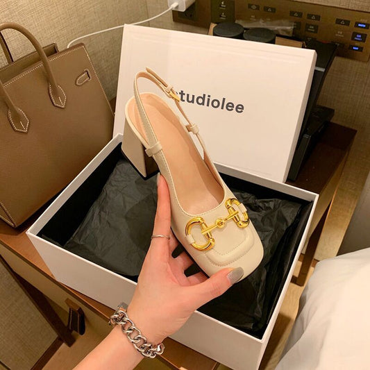 Damen Retro Mary Jane Schuhe mit dicken hohen Absätzen und Schnallen