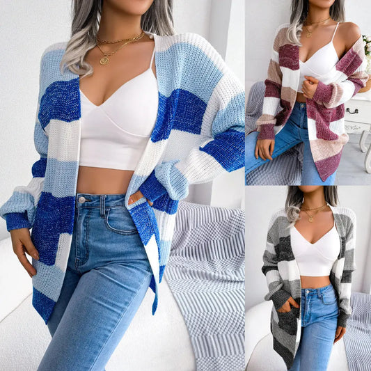 Damen Cardigan-Jacke mit Lässigen Laternenärmeln"