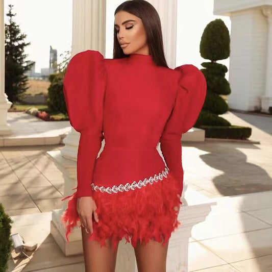 Exquisite Eleganz Kleid mit Puffärmeln