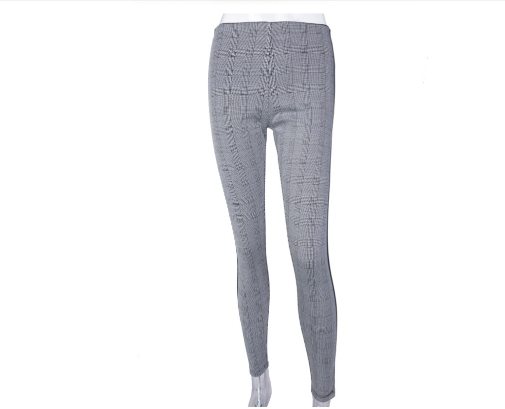 Hahnentritt Stretchhose mit hoher Taille