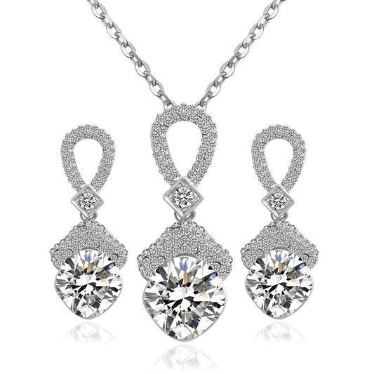 2 Sets Zirkon-Halskette & Ohrringe