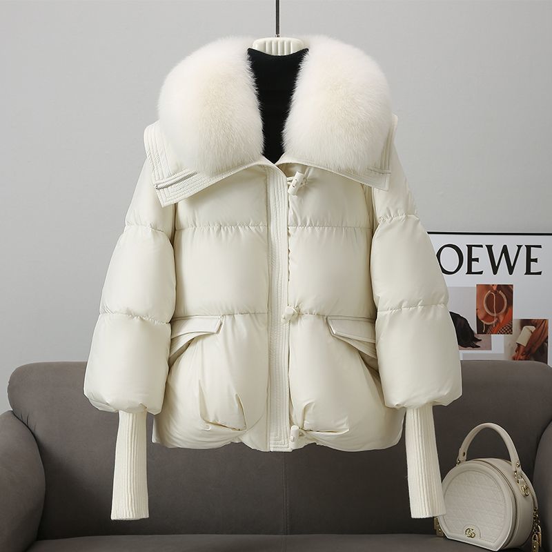 Damen Daunenjacke mit Fellkragen, Wintermantel - FashionGlam