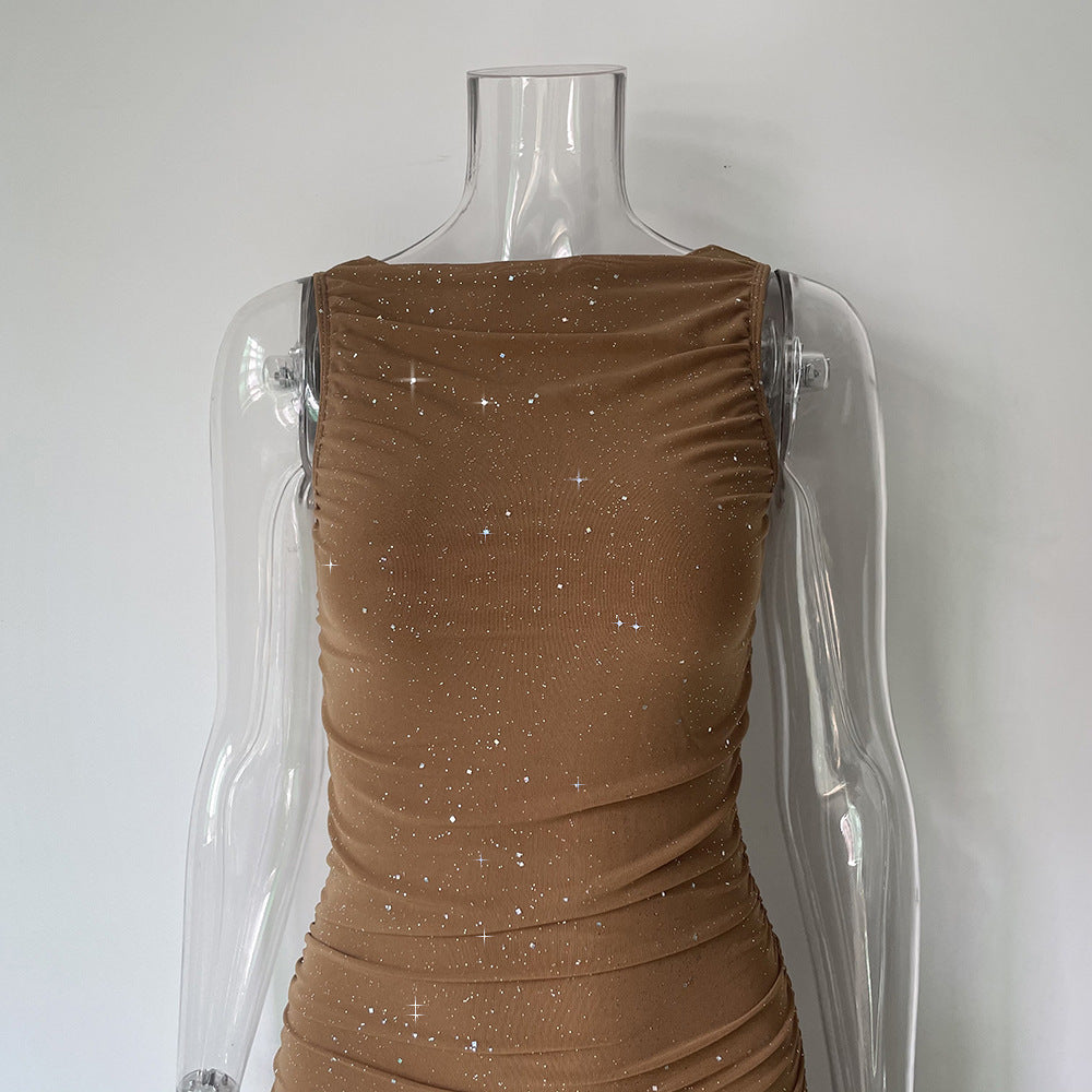 Enges Plissiertes Partykleid mit Seitenschlitz für Damen