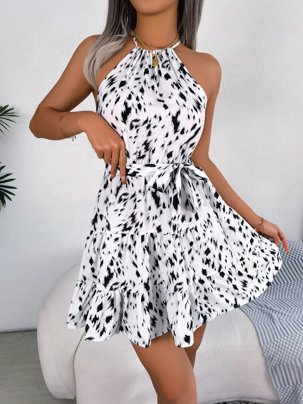 Leopardenmuster Chiffon A-Linien-Rock