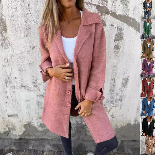Einreihige Strickjacke im mittellangen Mantelstil