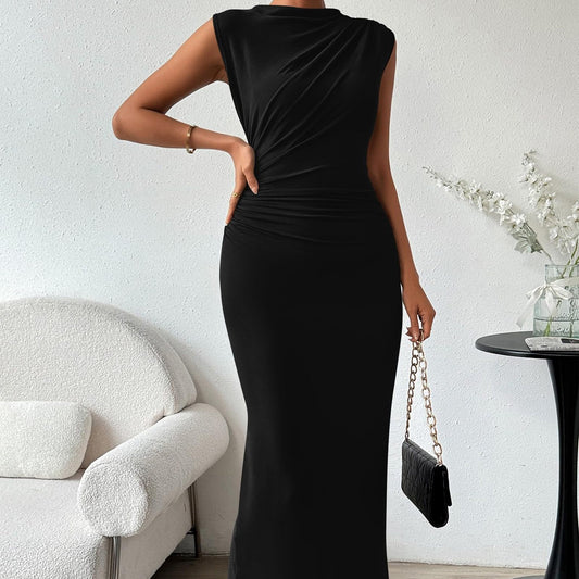 Ärmelloses Kleid mit Rundhalsausschnitt und geschlitztem Saum am Saum