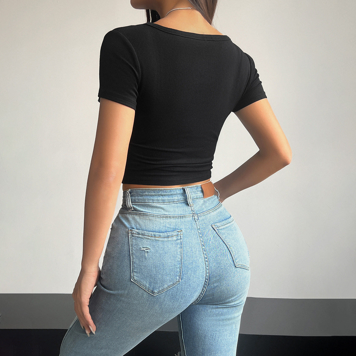 Bauch -freier Oberer Top Bauchfrei elegant Top Bauchfrei Damen Crop Top Bauchfrei