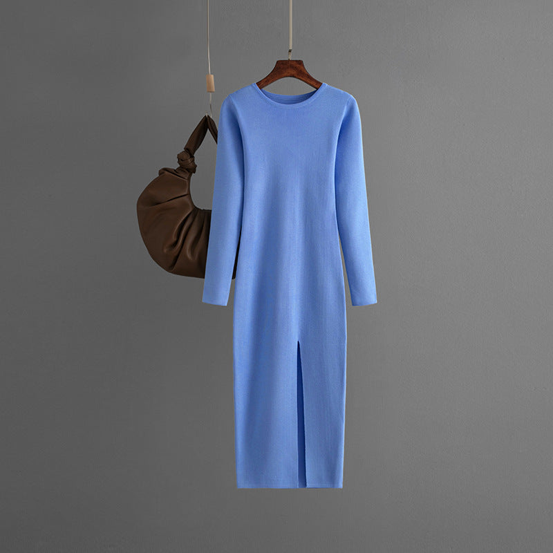 Langärmliges Slim-Fit-Strickkleid für drunter