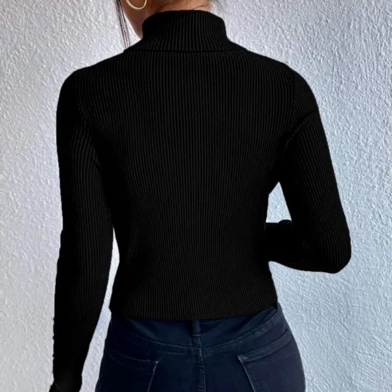 Frühlingsknopf-Pullover Halbrollkragen Langarm Damen-Strickware