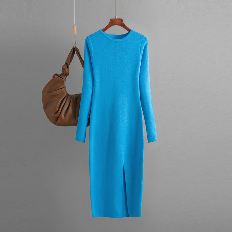 Langärmliges Slim-Fit-Strickkleid für drunter